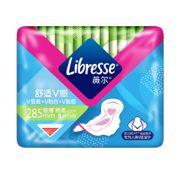 Libresse 薇爾 衛(wèi)生巾姨媽巾日用衛(wèi)生巾V感系列285mm*8 超薄透氣 柔軟親膚不反滲