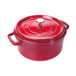 staub 琺寶 琺瑯鍋法國(guó)進(jìn)口琺瑯鑄鐵鍋平底雙耳煲湯鍋燉鍋煎炒鍋烹飪鍋具 櫻桃紅