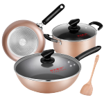 COOKER KING 炊大皇 鍋具套裝居家不粘炒鍋煎鍋湯鍋三件套裝鍋明火電磁爐通用WG46628