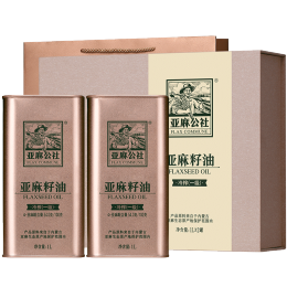 FLAX COMMUNE 亞麻公社 亞麻籽油1L*2桶禮盒裝食用油 一級冷榨胡麻油 企業(yè)福利 團購送禮