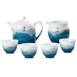 景德鎮(zhèn) 高山流水 云鏡茶壺套裝 高白泥