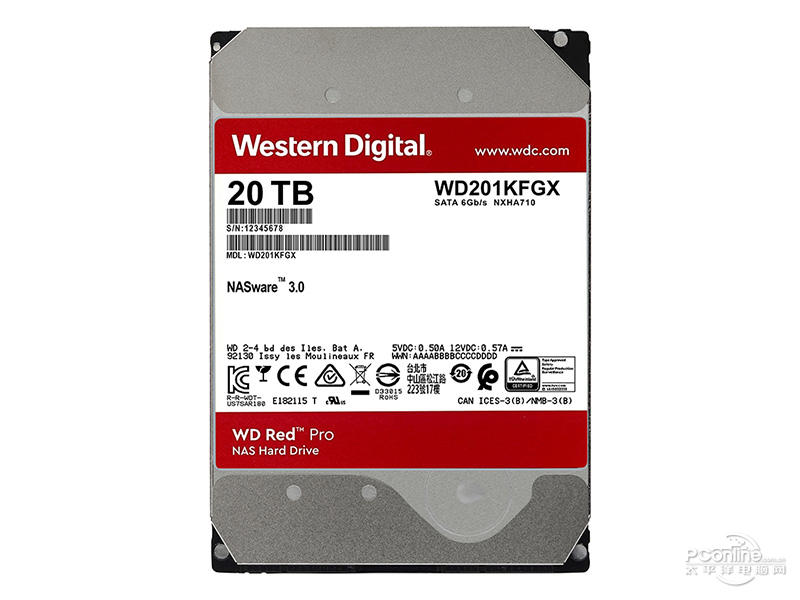 西部数据红盘Pro 20TB 7200转 512M SATA硬盘(WD201KFGX) 主图