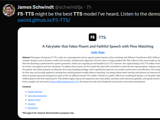 全新的文本到语音系统： F5-TTS