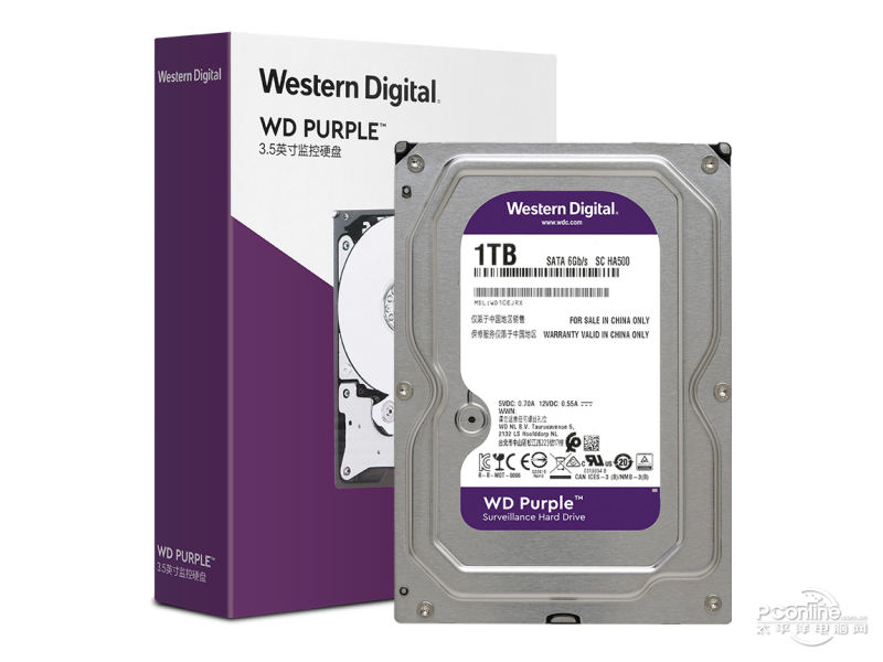 西部数据紫盘 1TB 64M SATA 硬盘(WD10EJRX) 主图