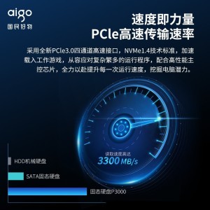 爱国者（aigo） SSD固态硬盘 M.2接口(NVMe协议) P3000至尊极速系列 1T-游戏极速版MVMe PCle3.0*4