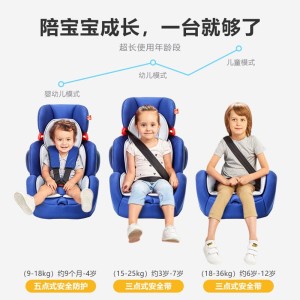 好孩子（gb）儿童安全座椅高速座椅 isofix接口+安全带双重固定9个月-12岁 【升级款ISOFIX接口+侧撞】波纹蓝CS786