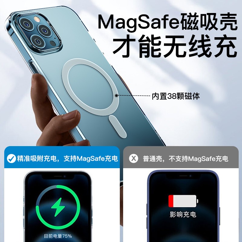 凯宠 苹果14磁吸透明充电手机壳 手机壳iPhone保护套防摔超薄 磁吸透明壳 iphone 13