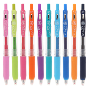 斑马牌（ZEBRA） 日本进口斑马JJ15 彩色按动中性笔水笔学生用签字笔 0.5mm 蓝色BL 10支装