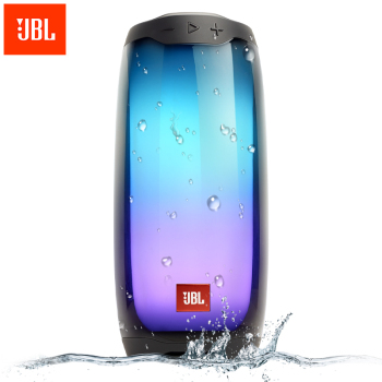 JBL PULSE4 音乐脉动四代 便携蓝牙音箱 全面屏炫彩小音箱+低音炮 桌面音响 超长续航 防水设计 黑色