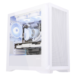 先马（SAMA）颜之神mini AIR版雪装 台式电脑小机箱 标配Type-C/纯白颜值/玻璃侧透/支持M-ATX主板/三面防尘