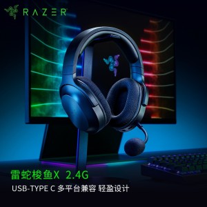 雷蛇（Razer） 梭鱼X2.4G 头戴式游戏耳机耳麦带麦克风电竞无线USB-Type C跨平台兼容 梭鱼X(Type-C 2.4G无线跨平台兼容)