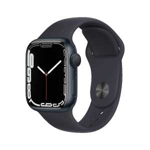 Apple Watch Series 7 智能手表GPS款41 毫米午夜色铝金属表壳午夜色运动型表带 运动手表S7