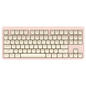 ikbc S300蓝牙无线键盘机械键盘笔记本键盘87键粉色办公超薄pad键盘 S300 粉咖 茶轴