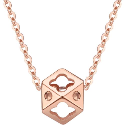 潮宏基对角线红18k金项链锁骨链玫瑰金坠链套链