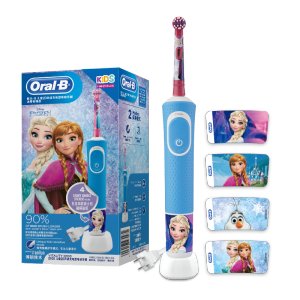 欧乐B儿童电动牙刷 3-7岁乳牙期专用 护齿 乳牙刷 冰雪奇缘款 圆头牙刷(图案随机) D100K kids 日常清洁