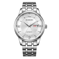 罗西尼（ROSSINI）手表男自动机械表白盘钢带生日礼物男国表商务百搭防水 515701