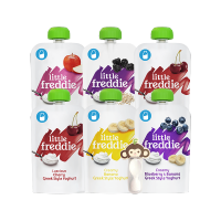小皮（Little Freddie）多口味儿童常温酸奶水果泥100g*6袋 英国进口西梅泥蓝莓酸奶果泥