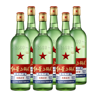 红星二锅头 白酒 56度 绿瓶大二 750mL*6瓶 整箱 清香型 纯粮高度白酒 56度 750mL 6瓶