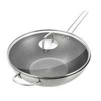 双立人（ZWILLING）不锈钢炒锅厨具蜂窝不易粘炒菜锅燃气电磁炉通用烹饪锅具 炒锅（带副柄） 32cm