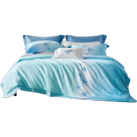 水星家纺床上四件套100%莱赛尔床笠裸睡高级感夏季套件被套枕套1.8m床碧海