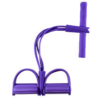 索芙丽 脚蹬拉力器仰卧起坐辅助器女男脚踏式家用健身器材瑜伽训练 加强型-4管-紫色