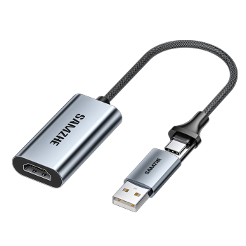 山泽 视频采集卡Switch直播采集器4K高清HDMI录制盒PS5采集Type-C+USB双头接口 HDMI视频采集卡 双口采集CJ15AC