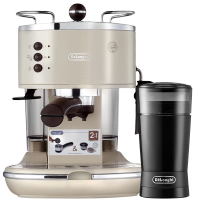 德龙咖啡机 ECO310KG200咖啡机研磨一体机汪小白定制礼盒装奶油白 泵压式半自动咖啡机 黄金萃取