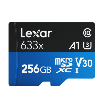雷克沙（Lexar）256GB TF（MicroSD）存储卡 C10 U3 V30 A1 高速内存卡 读速100MB/s 持久稳定（633x） 