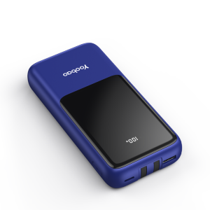 羽博（Yoobao） 充电宝自带线快充20000毫安时轻薄大容量移动电源适用于华为苹果安卓手机通用 【精准数显|自带双线】远峰蓝