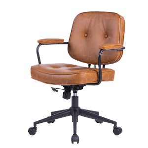 联丰人体工学老板皮椅久坐舒服家用办公椅电脑学习沙发转椅DS-221棕色