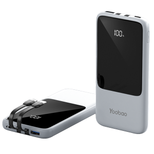 羽博（Yoobao） 充电宝自带线10000毫安时22.5W快充移动电源便携大容量适用于苹果华为手机 雪域白-快充版【10000mAh】