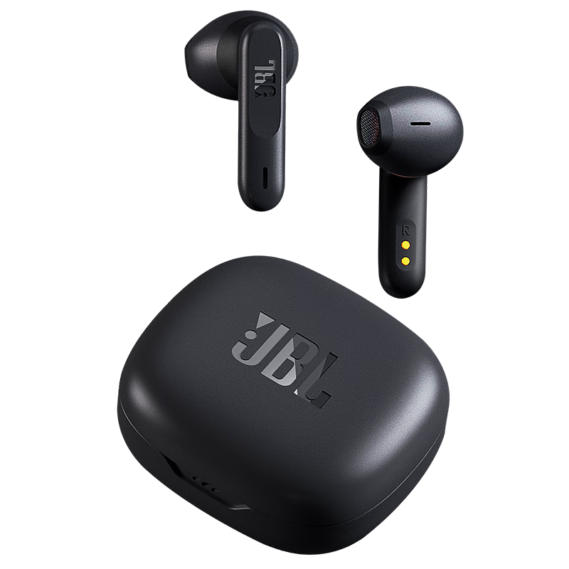 JBL W300TWS 真无线蓝牙耳机 半入耳式音乐耳机 通话降噪 运动防汗 苹果安卓手机带麦游戏耳机 暗夜黑