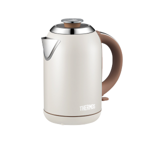 膳魔师 THERMOS 伦敦早餐复古系列 电热水壶 304不锈钢 1.7L大容量 底座加热 自动断电 奶昔白