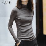 Amii女羊毛衫2022年秋季新款半高领毛衣春秋冬针织打底衫上衣薄款