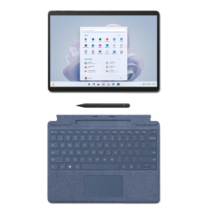 微软Surface Pro 9 石墨灰+宝石蓝带触控笔键盘盖 i5 16G+256G 二合一平板电脑 13英寸120Hz触控屏 轻薄本