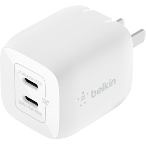 贝尔金（BELKIN）氮化镓充电器 65W苹果充电器 双口Type-C快充 苹果手机iPhone mackbook充电头 便携 WCH013