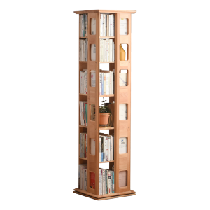 香木语实木旋转书架落地置物架现代简约收纳架360度学生简易创意储物架