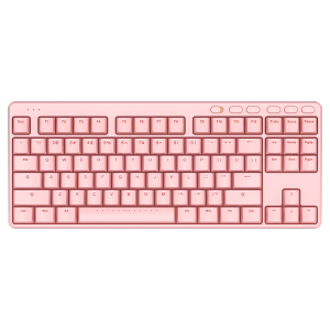 ikbc S200无线键盘机械键盘无线笔记本键盘87键蓝牙键盘粉色机械键盘办公矮轴PBT可选 S200粉色2.4G+蓝牙双模87键红轴