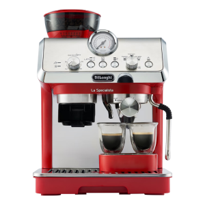 德龙（Delonghi）咖啡机 骑士系列半自动咖啡机 意式家用 泵压萃取 一体式研磨器 小巧机身 EC9155.R 红色