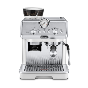 德龙（Delonghi）咖啡机 骑士系列半自动咖啡机 意式家用 泵压萃取 一体式研磨器 小巧机身 EC9155 白色