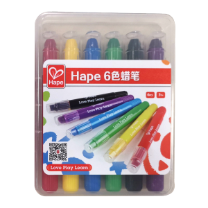hape儿童可水洗可调节彩色蜡笔幼儿绘画画笔工具油画棒6色 包装有赠品字样 6色可水洗蜡笔  E9338