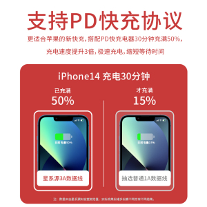 星系源pd快充mfi认证闪充苹果14apple13pro12iPhone11xs8手机ipad20W适用2米typec转lighting数据线USB充电线