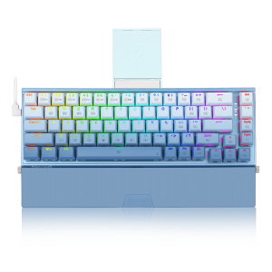 红龙（REDRAGON）RS68 三模热插拔游戏办公机械键盘gasket结构PBT键帽RGB灯光客制化 渐变蓝-薄柠轴