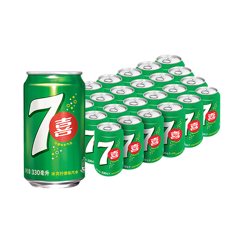 百事可乐7喜柠檬味汽水330ml24罐碳酸饮料整箱七喜包装随机