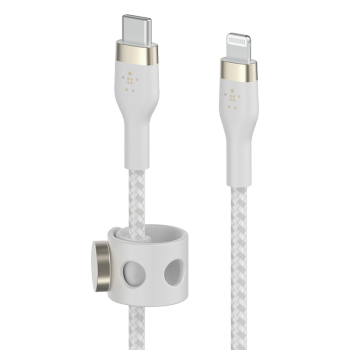 贝尔金（BELKIN）苹果充电线 双层编织 MFi认证 苹果手机PD快充 Type-C转Lightning充电线 2米白色 CAA011