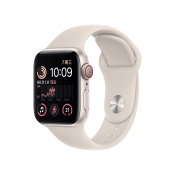 Apple Watch SE 2022 款智能手表 GPS + 蜂窝款 40毫米 星光色 铝金属表壳 星光色运动型表带 MNPJ3CH/A