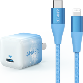 ANKER安克 苹果充电器Nano PD20W快充头MFi认证1.2米数据线套装 兼容iPhone14/13/12/11/Promax/8等 蓝