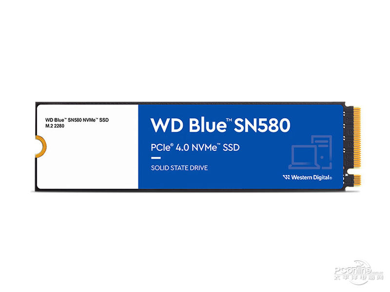 西部数据WD Blue SN580 1TB M.2 SSD 正面