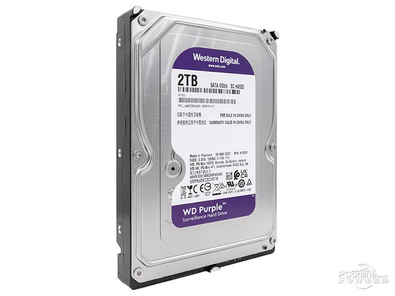 西部数据紫盘 2TB 64MB SATA 硬盘(WD23PURZ)