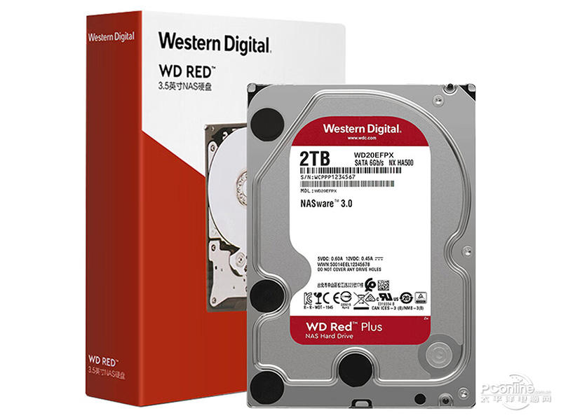 西部数据红盘Plus 2TB 5400转 64MB SATA硬盘(WD20EFPX)主图